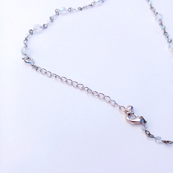 AVON PENDANT NECKLACE Opalescent blue white silvertone vintage adjustable t… - Picture 10 of 13